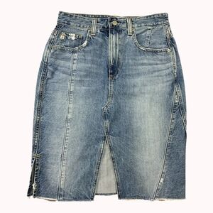 AG Adriano Goldschmied The Emery Skirt‎ Womens 28 High-Waist Whiskered Denim